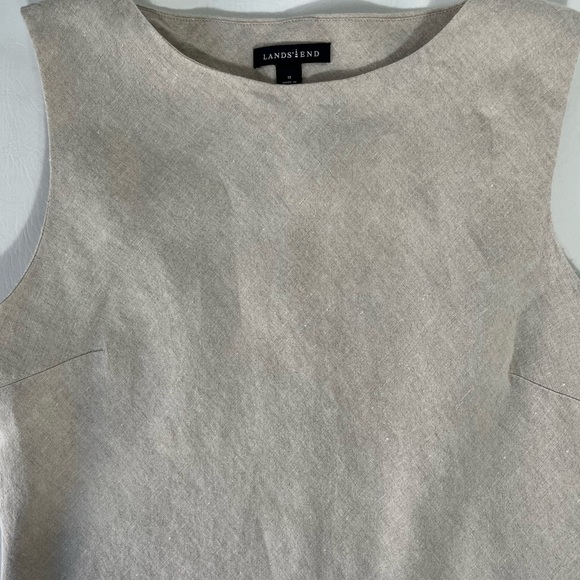LANDS’ END WOMEN SLEEVES LINEN MIDI DRESS SIZE 12 COLOR NATURAL - Picture 8 of 9